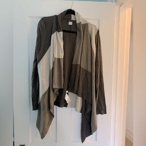 Venus neutral color block draped waterfall cardigan flowy